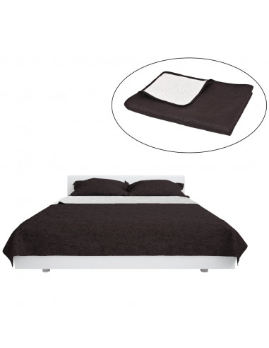 Copriletto Double-Face Trapuntato 230x260 cm Crema e Marrone