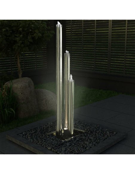 Fontana da Giardino Argento 48x34x153 cm in Acciaio Inox