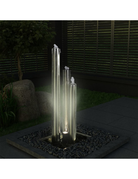 Fontana da Giardino Argento 48x34x88 cm in Acciaio Inox