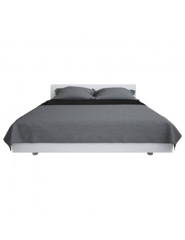 Copriletto Double-Face Trapuntato 170x210 cm Grigio e Nero
