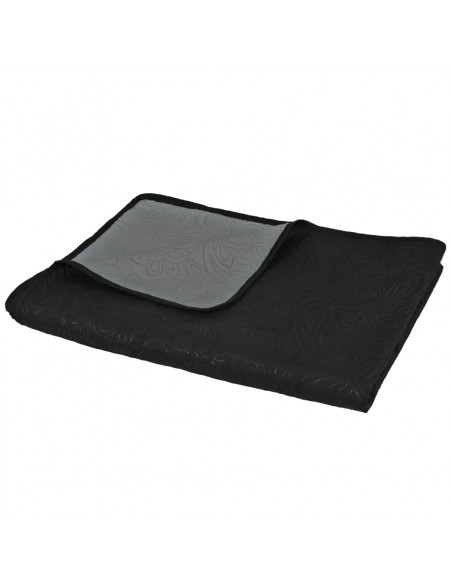Copriletto Double-Face Trapuntato 170x210 cm Grigio e Nero