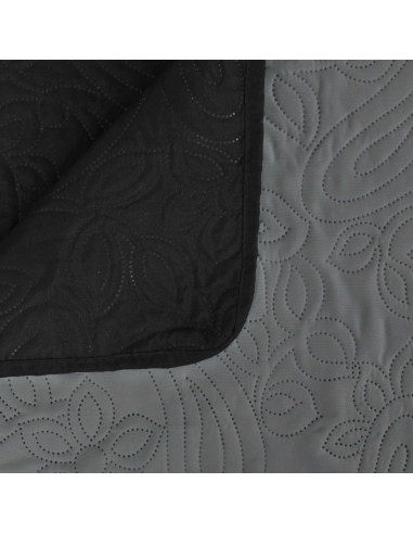 Copriletto Double-Face Trapuntato 170x210 cm Grigio e Nero