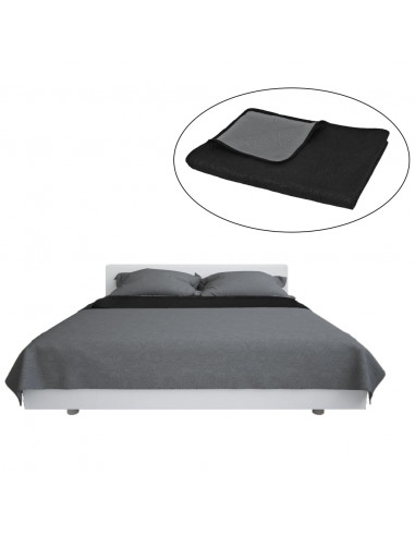 Copriletto Double-Face Trapuntato 230x260 cm Grigio e Nero