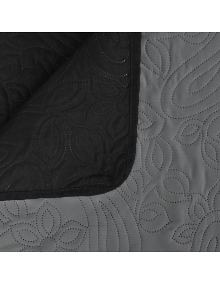 Copriletto Double-Face Trapuntato 230x260 cm Grigio e Nero