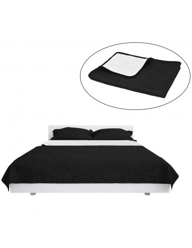 Copriletto Double-Face Trapuntato 230x260 cm Nero e Bianco