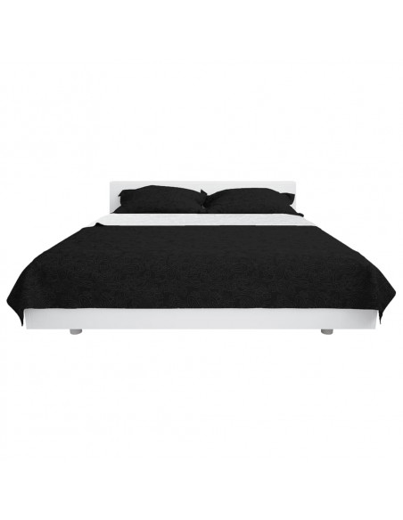 Copriletto Double-Face Trapuntato 230x260 cm Nero e Bianco