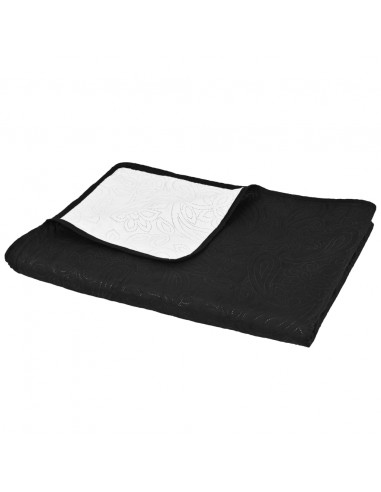 Copriletto Double-Face Trapuntato 230x260 cm Nero e Bianco