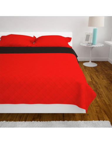Copriletto Double-Face Trapuntato Rosso e Nero 230x260 cm