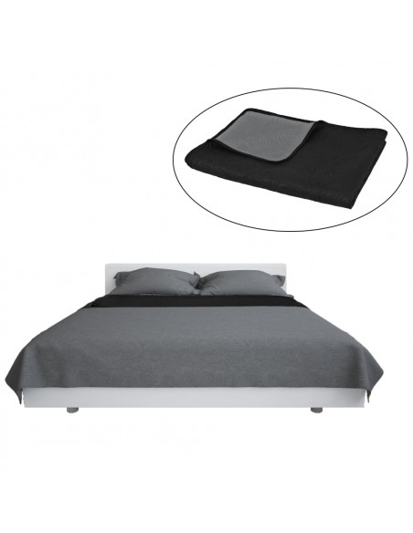 Copriletto Double-Face Trapuntato 220x240 cm Grigio e Nero