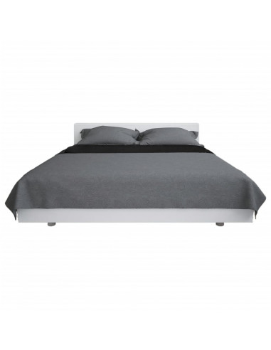 Copriletto Double-Face Trapuntato 220x240 cm Grigio e Nero