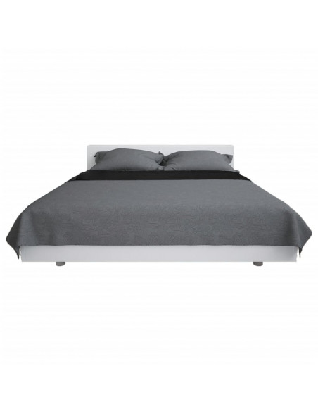 Copriletto Double-Face Trapuntato 220x240 cm Grigio e Nero