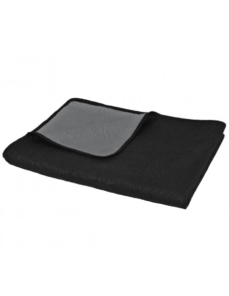 Copriletto Double-Face Trapuntato 220x240 cm Grigio e Nero