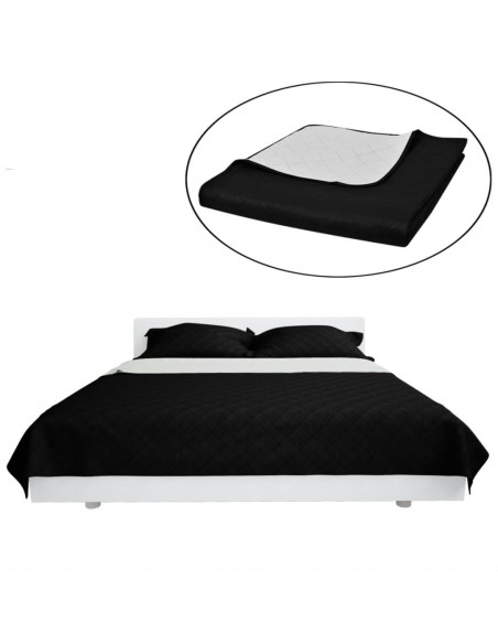 Copriletto Trapuntato a Doppia Faccia Nero/Grigio 230 x 260 cm