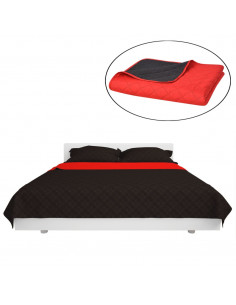 Copriletto Double-Face Trapuntato Rosso e Nero 170x210 cm 2