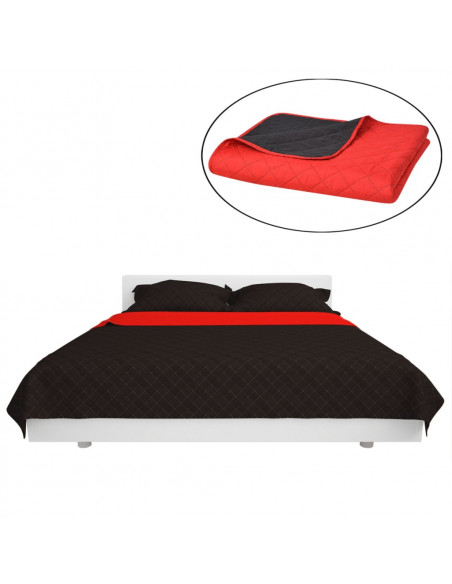 Copriletto Double-Face Trapuntato Rosso e Nero 170x210 cm