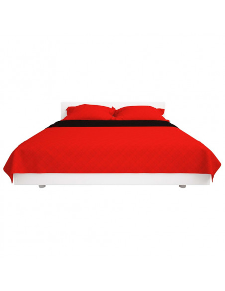 Copriletto Double-Face Trapuntato Rosso e Nero 170x210 cm