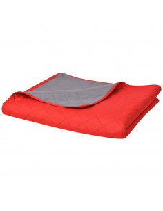 Copriletto Double-Face Trapuntato Rosso e Grigio 220x240 cm 2