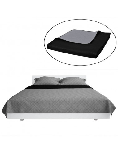 Copriletto Trapuntato a Doppia Faccia Nero/Grigio 220 x 240 cm