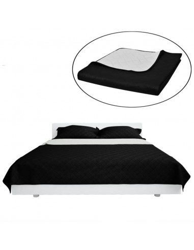 Copriletto Trapuntato a Doppia Faccia Nero/Bianco 170 x 210