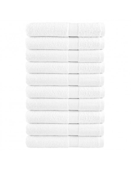 Asciugamani da Bagno 10 pz Bianchi 100x200cm 600gsm 100% Cotone