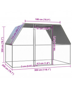 Gabbia per Polli da Esterno 3x2x2 m in Acciaio Zincato
