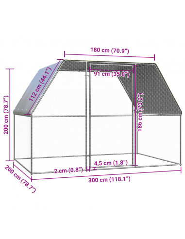 Gabbia per Polli da Esterno 3x2x2 m in Acciaio Zincato