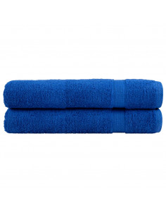 Asciugamani per Sauna 2 pz Blu 80x200cm 600gsm 100% Cotone 2