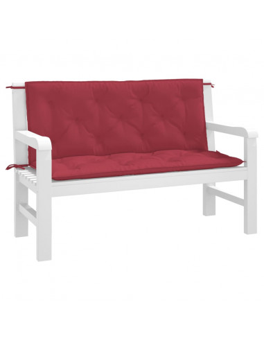 Cuscini per Panca 2 pz Rosso Vino 120x50x7 cm in Tessuto Oxford