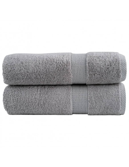 Asciugamani da Doccia 2 pz Grigi 70x140 cm 600gsm 100% Cotone