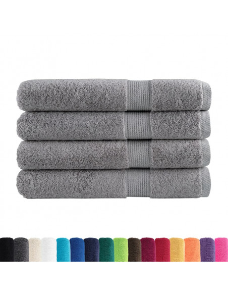 Asciugamani per Sauna 4 pz Grigi 80x200cm 600gsm 100% Cotone