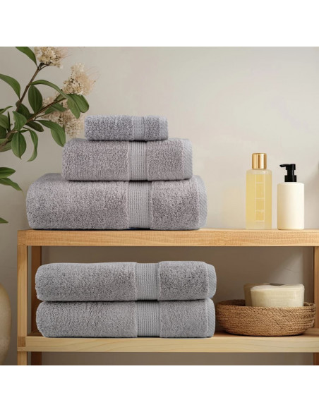 Asciugamani per Sauna 4 pz Grigi 80x200cm 600gsm 100% Cotone