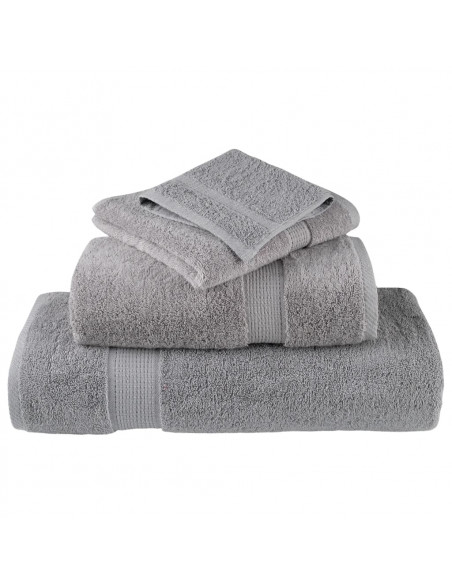 Asciugamani per Sauna 4 pz Grigi 80x200cm 600gsm 100% Cotone