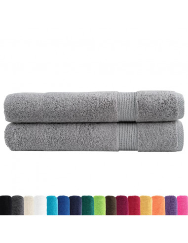 Asciugamani Premium 2 pz Grigi 100x200cm 600gsm 100% Cotone