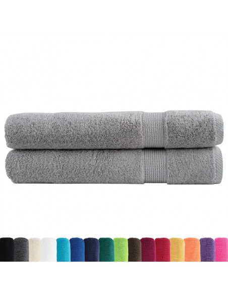 Asciugamani Premium 2 pz Grigi 100x200cm 600gsm 100% Cotone