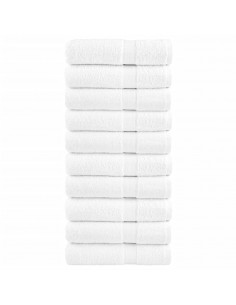Asciugamani da Bagno 10 pz Bianchi 100x150cm 600gsm 100% Cotone 2