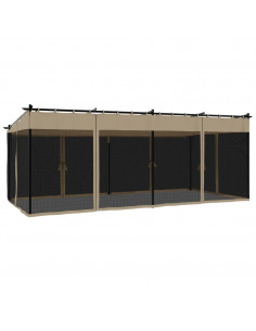 Gazebo con Pareti in Rete Tortora 6x3 m in Acciaio