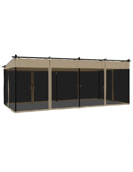 Gazebo con Pareti in Rete Tortora 6x3 m in Acciaio