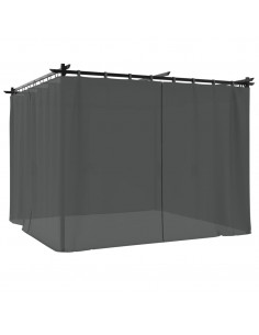 Gazebo con Tende Antracite 3x3 m in Acciaio