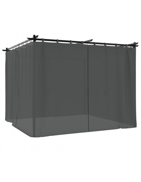 Gazebo con Tende Antracite 3x3 m in Acciaio
