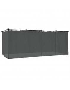 Gazebo con Tende Antracite 6x3 m in Acciaio