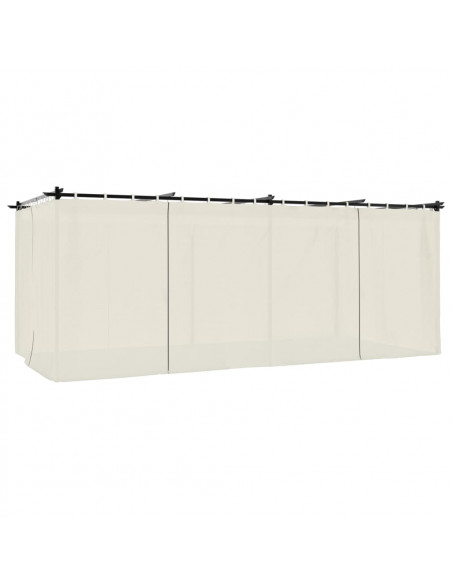 Gazebo con Tende Crema 6x3 m in Acciaio
