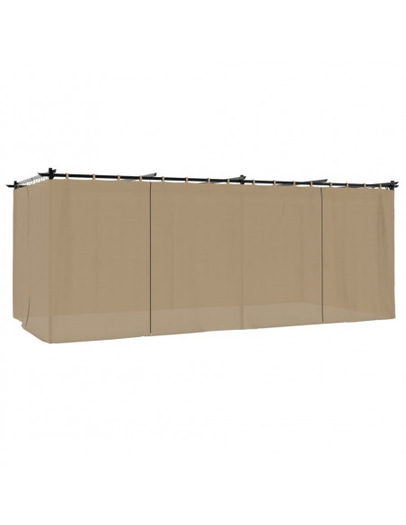 Gazebo con Tende Tortora 6x3 m in Acciaio