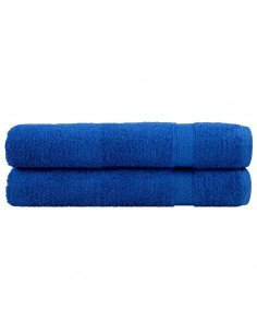 Asciugamani Premium 2 pz Blu 100x200cm 600gsm 100% Cotone 2