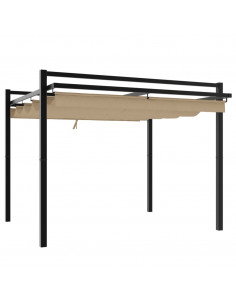 Gazebo da Giardino con Tetto Retrattile Tortora 3x3 m Alluminio