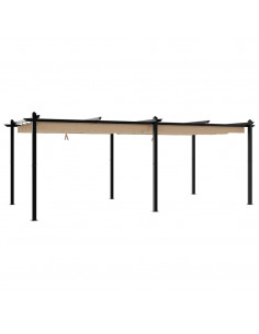 Gazebo da Giardino con Tetto Retrattile Tortora 3x6 m Alluminio