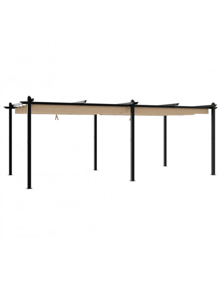 Gazebo da Giardino con Tetto Retrattile Tortora 3x6 m Alluminio