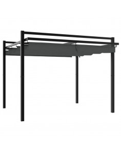 Gazebo Giardino con Tetto Retrattile Antracite 3x3 m Alluminio