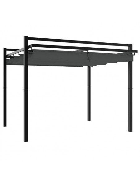 Gazebo Giardino con Tetto Retrattile Antracite 3x3 m Alluminio