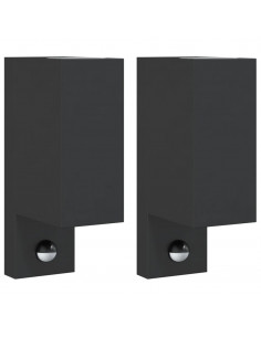 Applique con Sensore 2 pz Nere in Alluminio Pressofuso 2