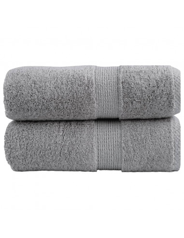 Asciugamani Ospiti 2 pz Grigi 30x50 cm 600gsm 100% Cotone